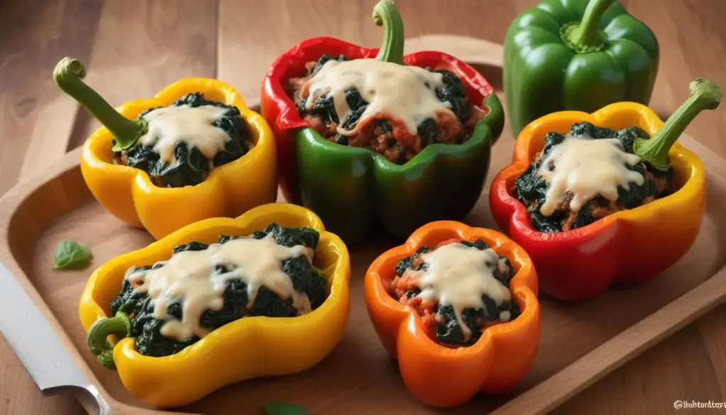 Turkey and Spinach Stuffed Bell Peppers