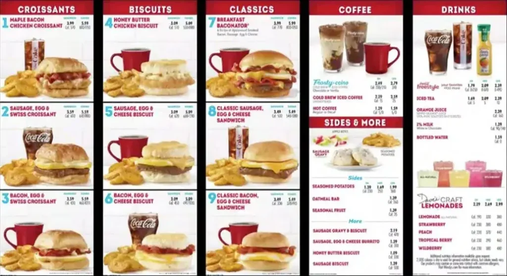 Downloadable Wendy's Breakfast Price Lists